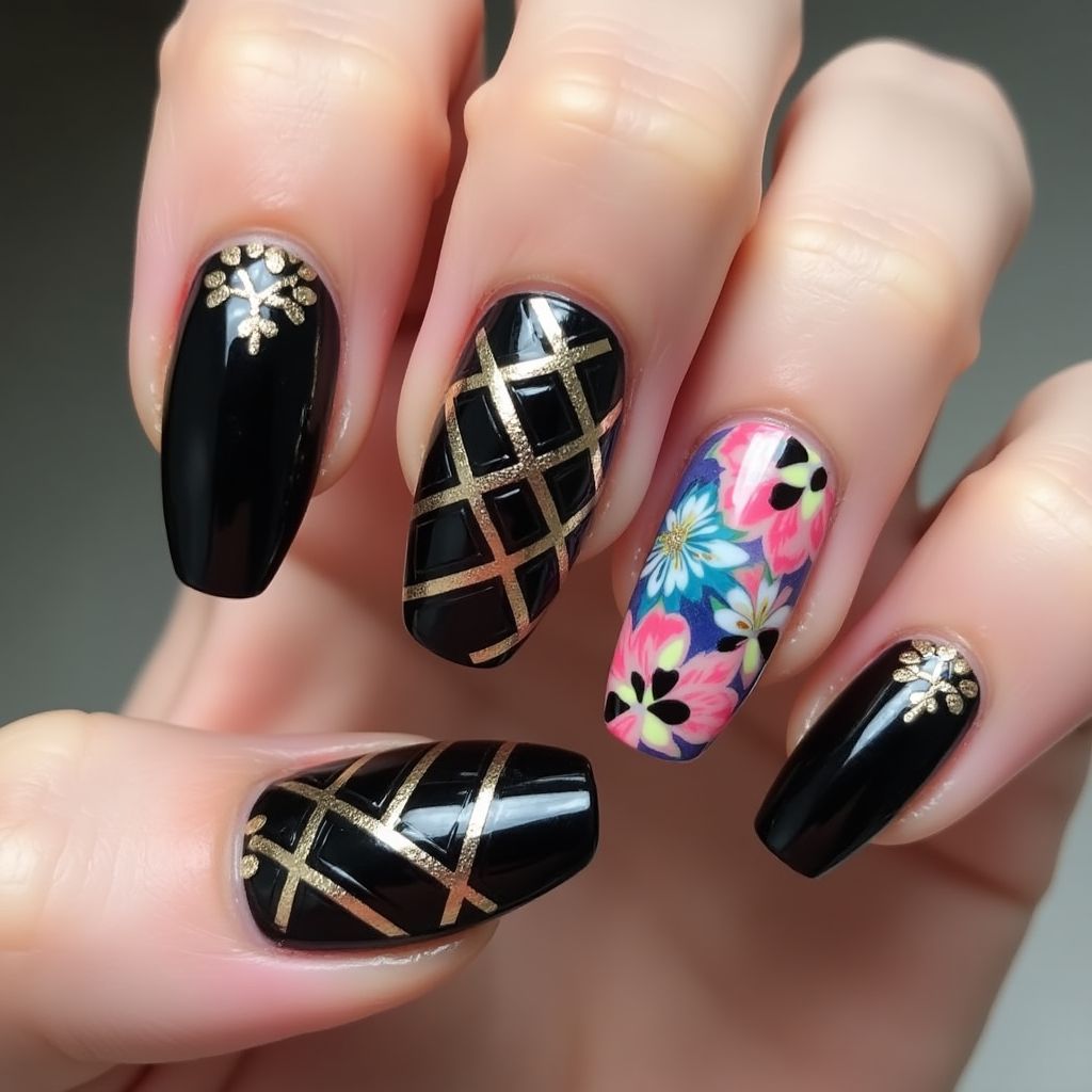 Striping Tape Coffin Nail Design