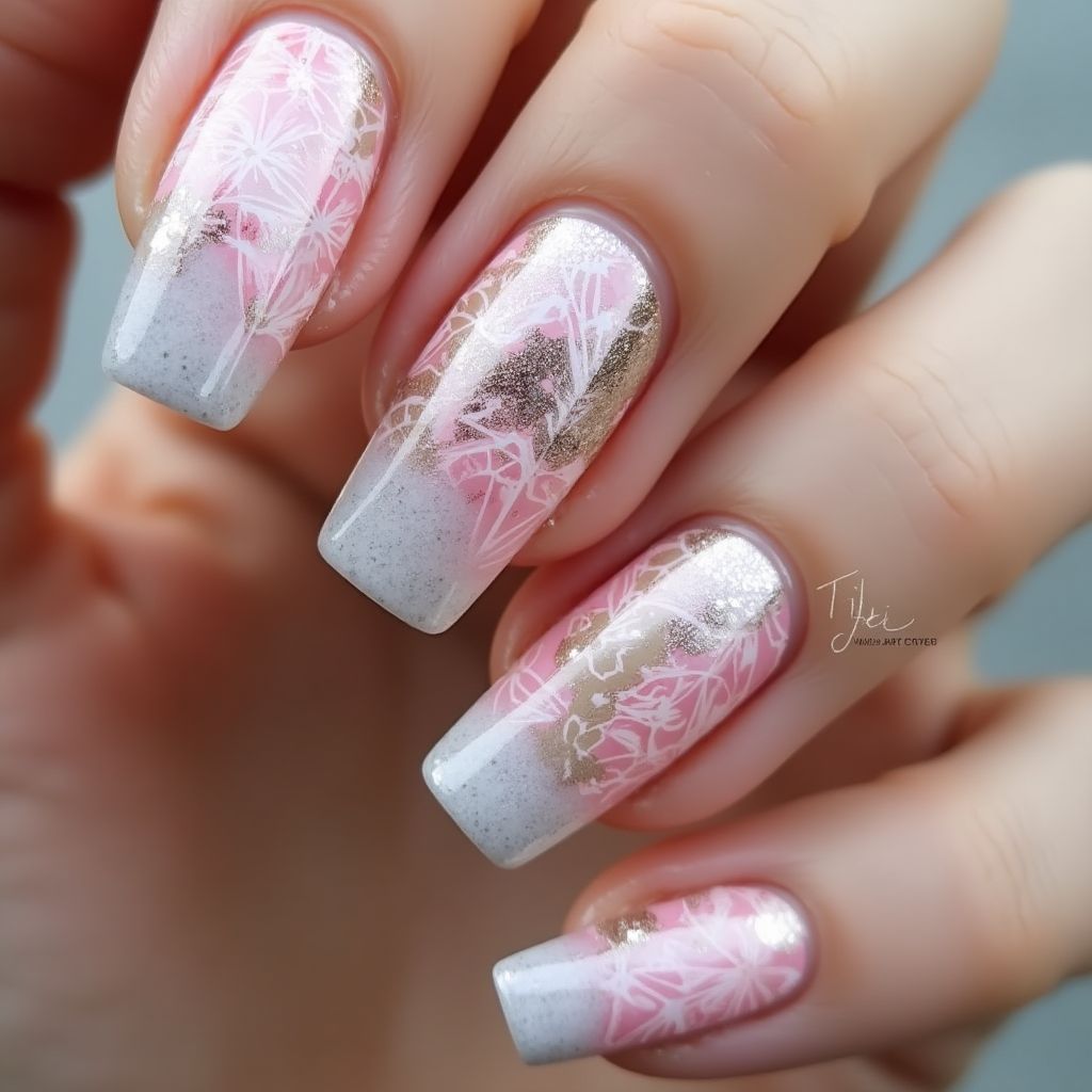 Square Poly Gel Nail Design