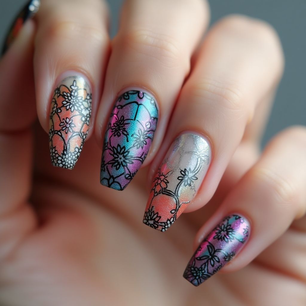 Coffin Nail Vinyls Nail Design