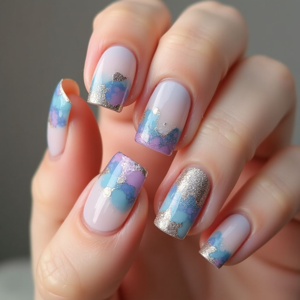 Square Acrylic Powder Nail Design