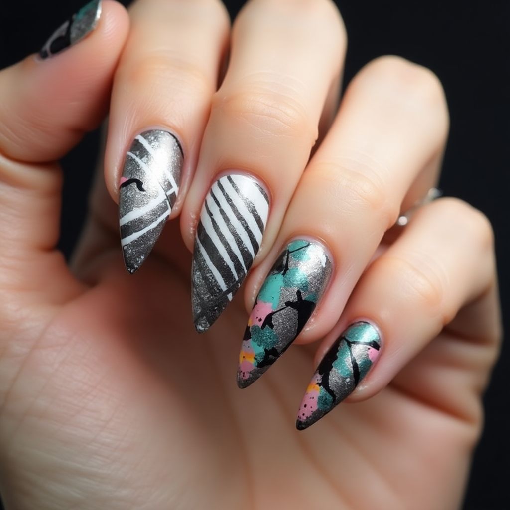 Striping Tape Stiletto Nail Design