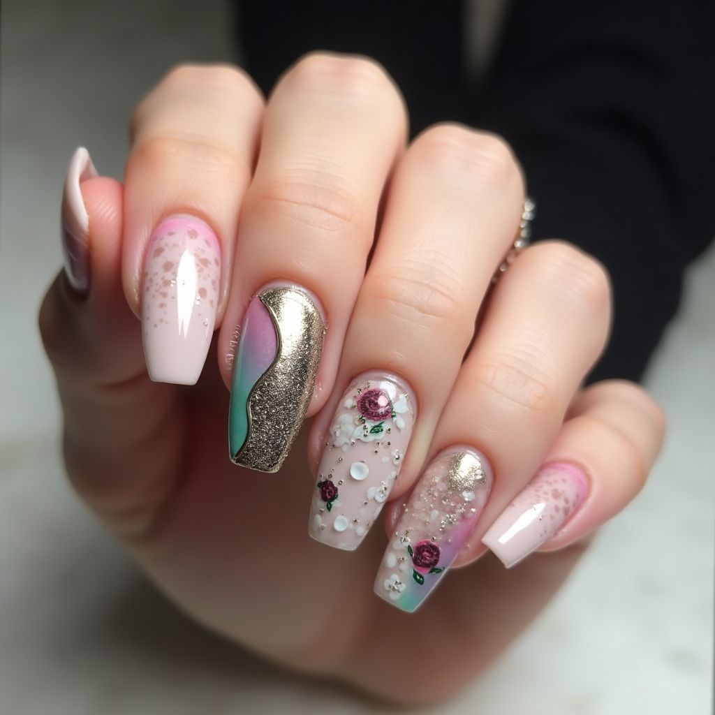 Nail Glue Coffin Nail Design