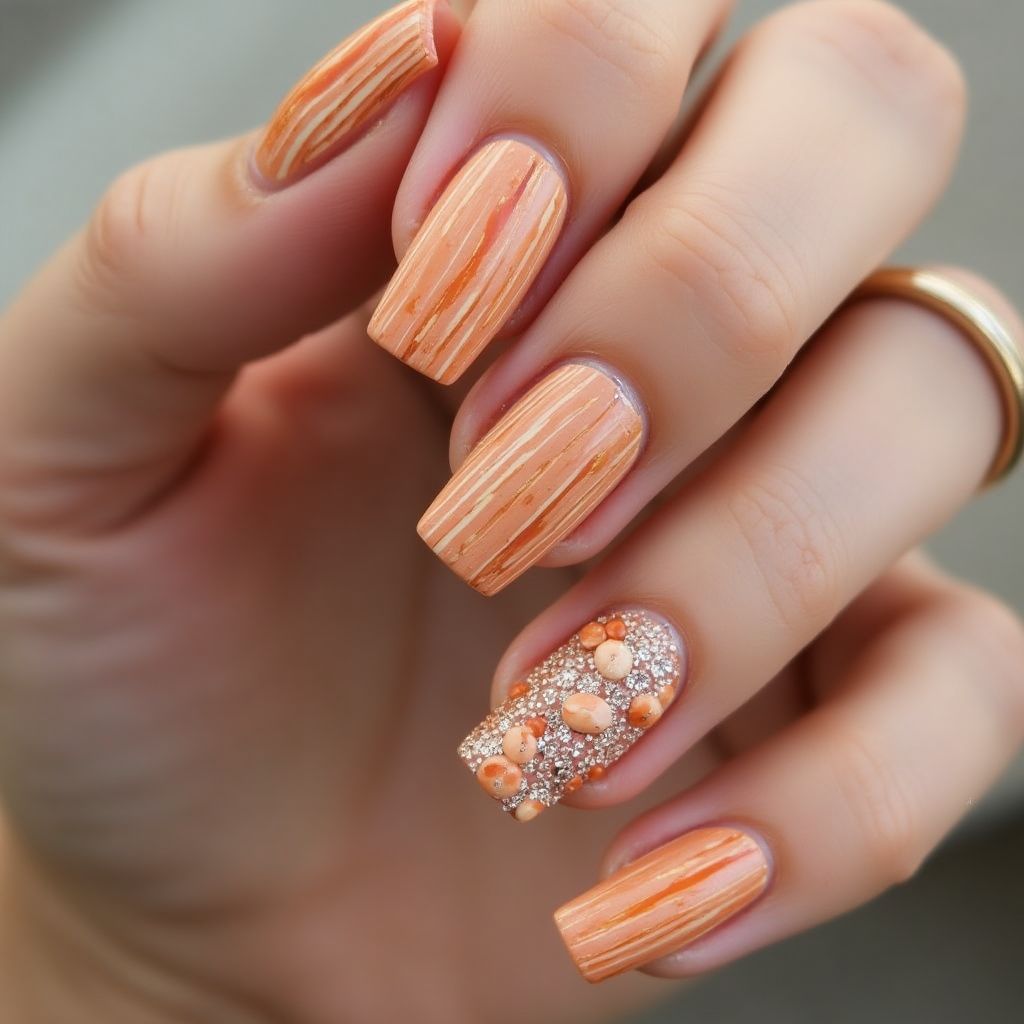 Square Orangewood Sticks Nail Design