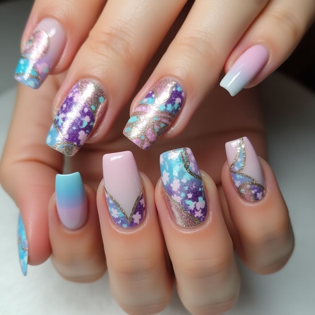Base Coat Square Nail Design