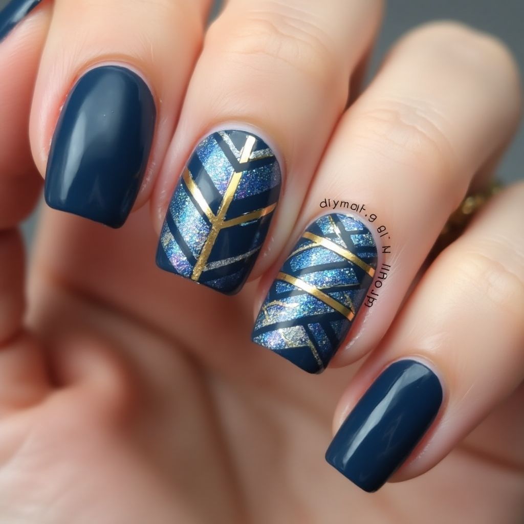 Square Magnetic polish Nail Design