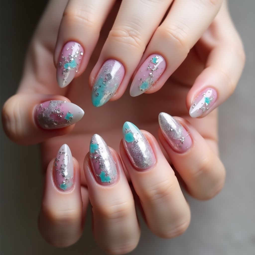 Coffin Nail Glue Nail Design