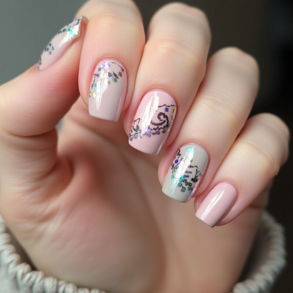 Square Gel Polish Nail Design