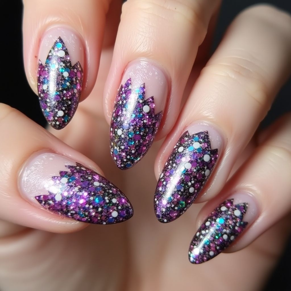 Stiletto Glitter Powder Nail Design