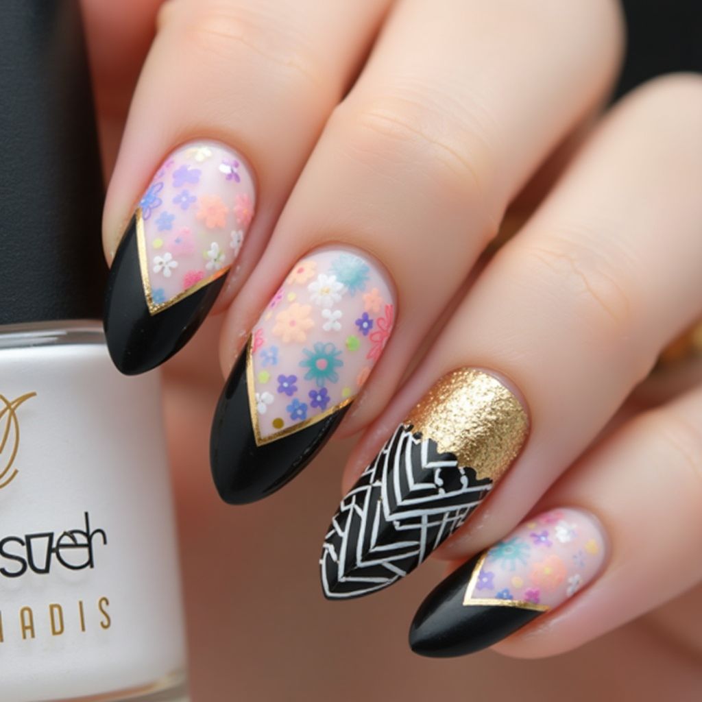 Almond Nail Vinyls Nail Design