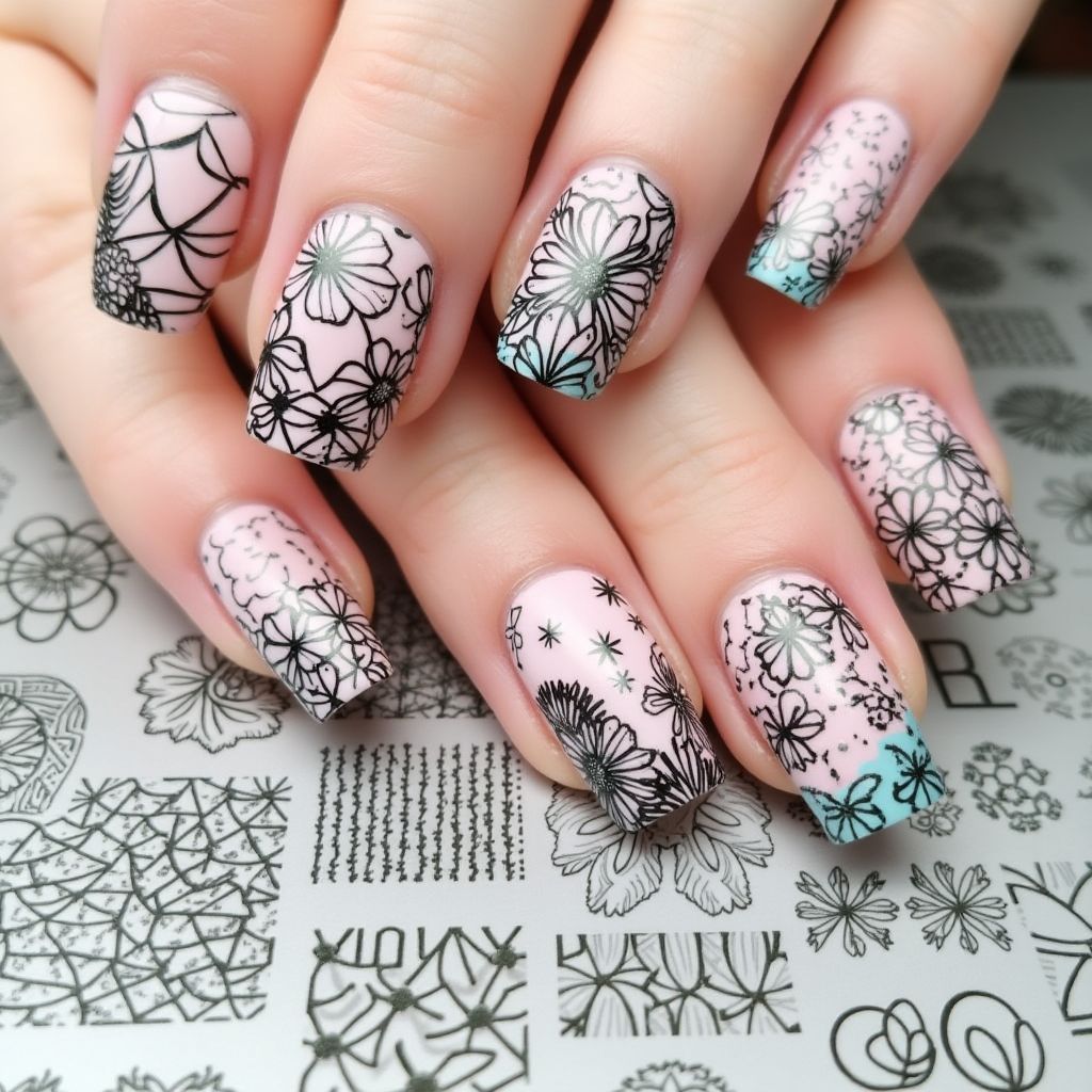 Square Stamping Plates Nail Design