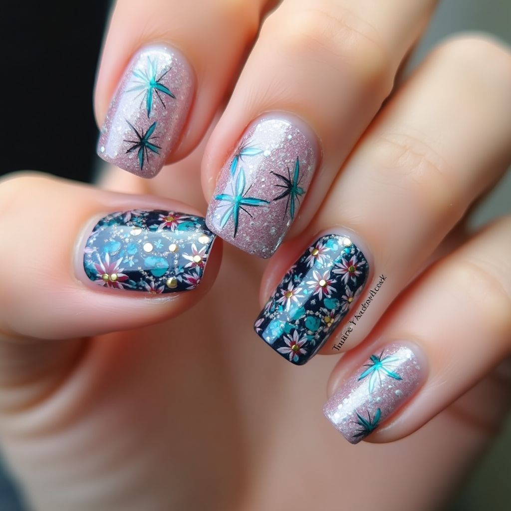 3d Nail Decor Square Nail Design