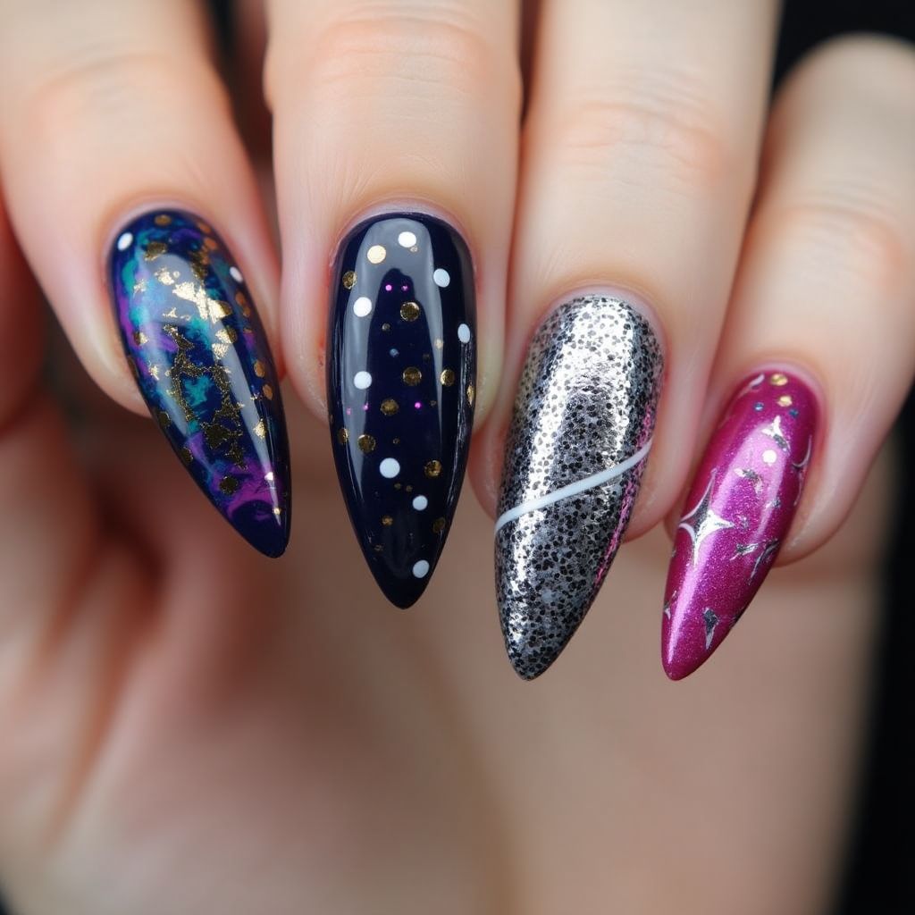 Stiletto Magnetic Polish Nail Design