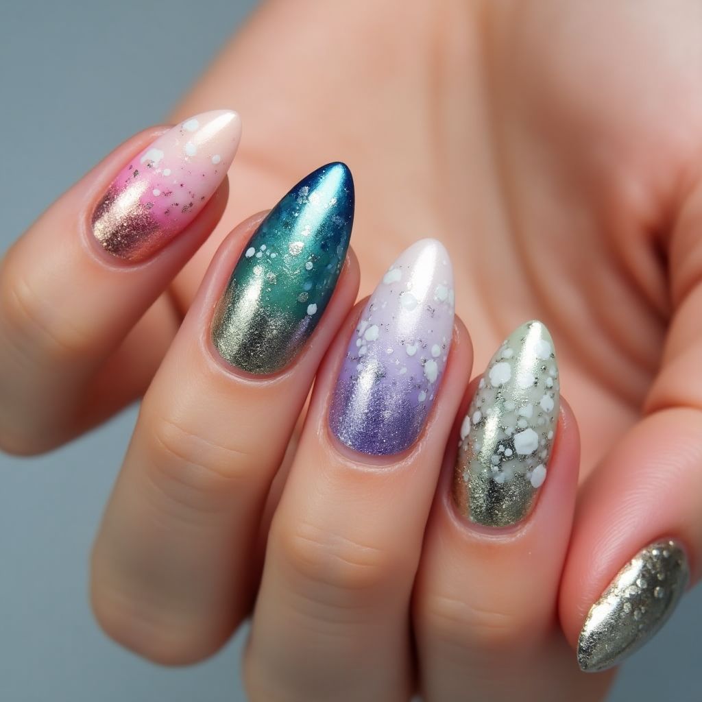 Almond Color Changing Polish Nail Design