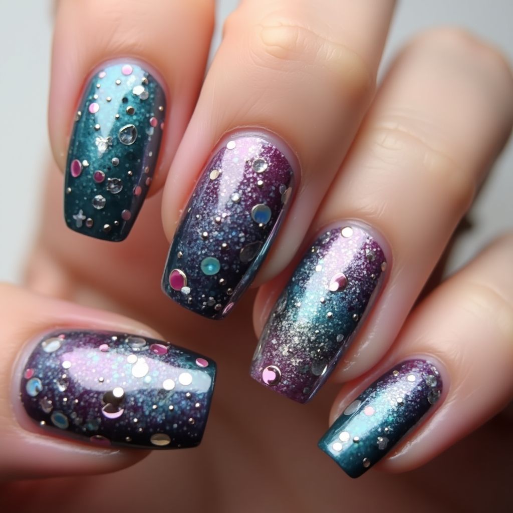 Coffin Acrylic powder Nail Design