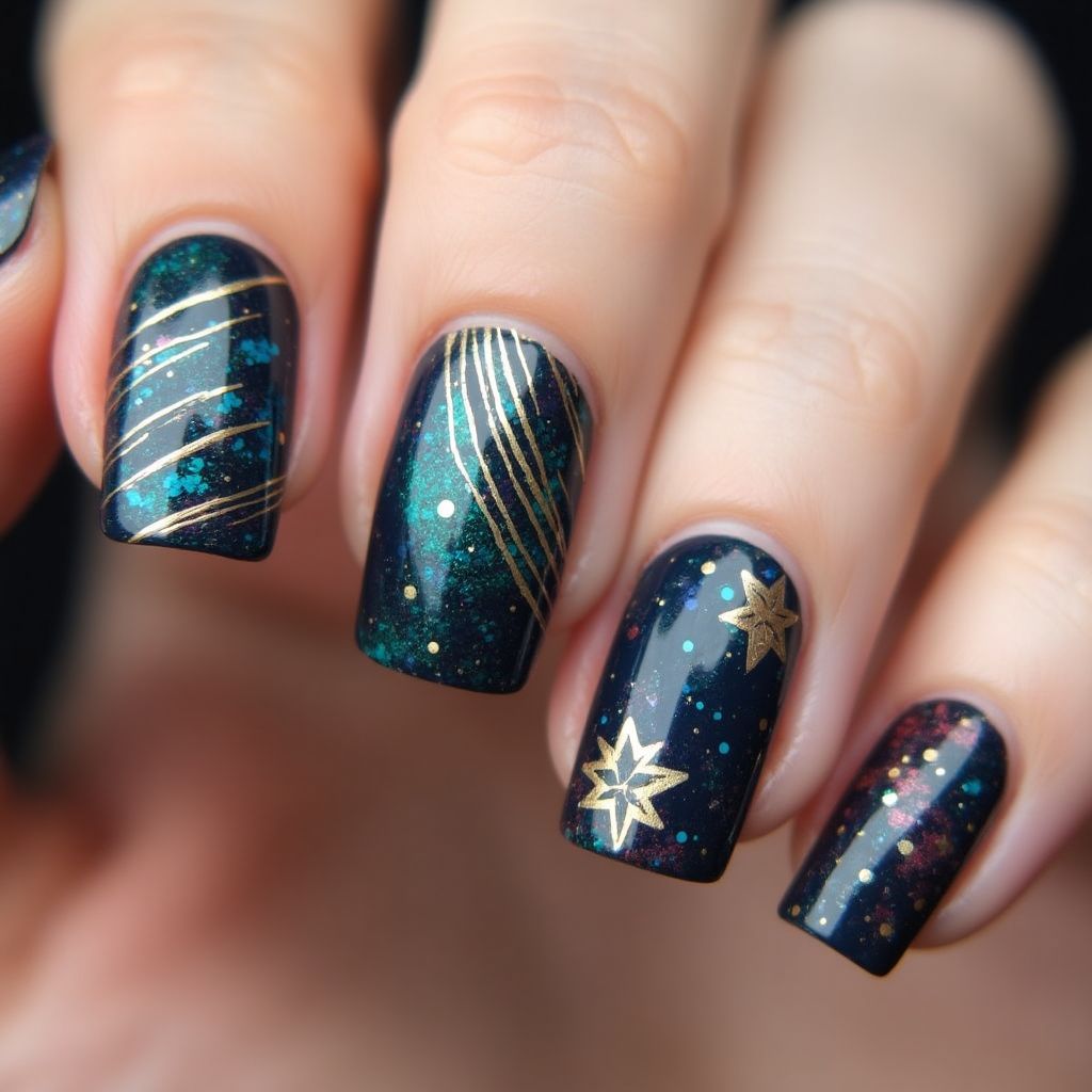 Square Magnetic Polish Nail Design