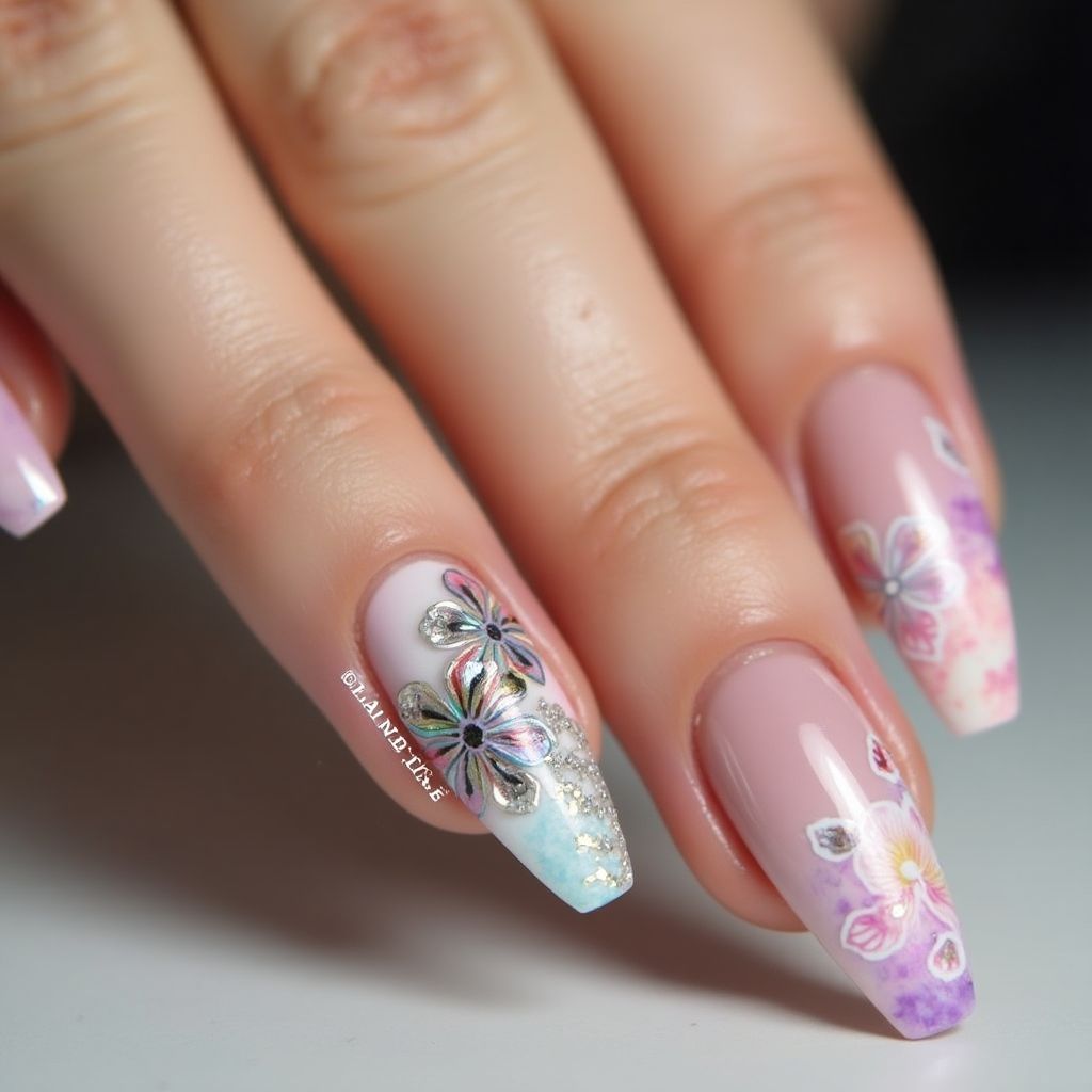 Poly Gel Stiletto Nail Design