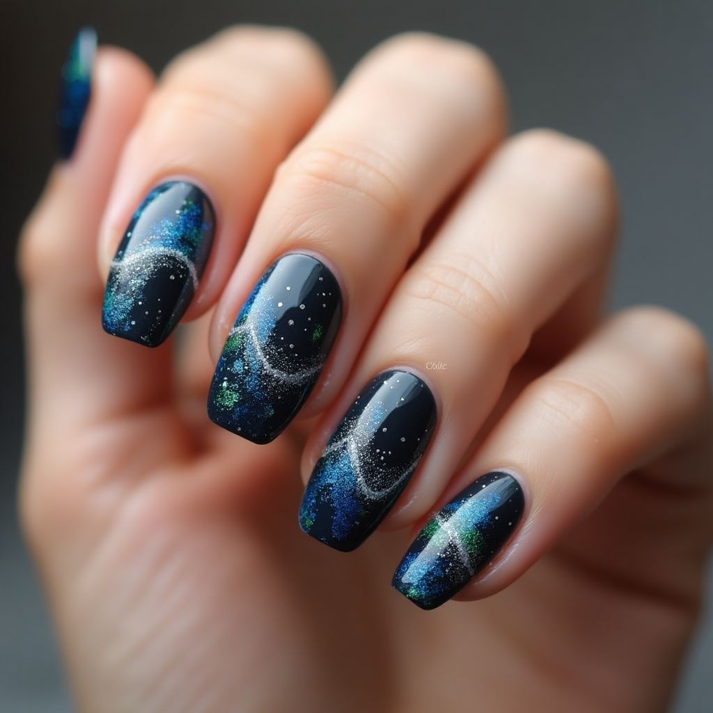 Magnetic Polish Round Nail Design