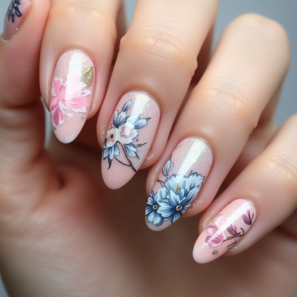Almond Builder Gel Nail Design
