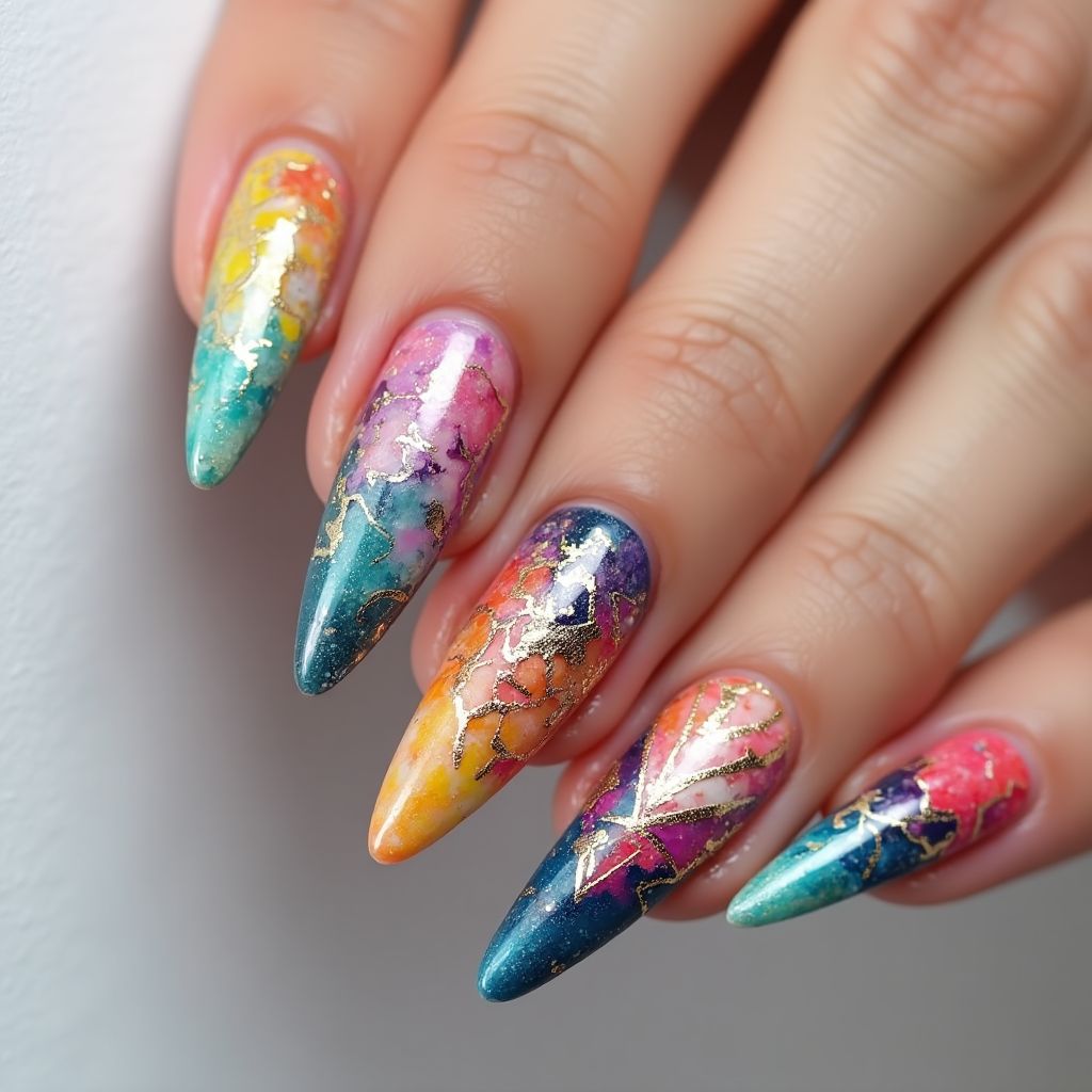 Wax Pencils Stiletto Nail Design