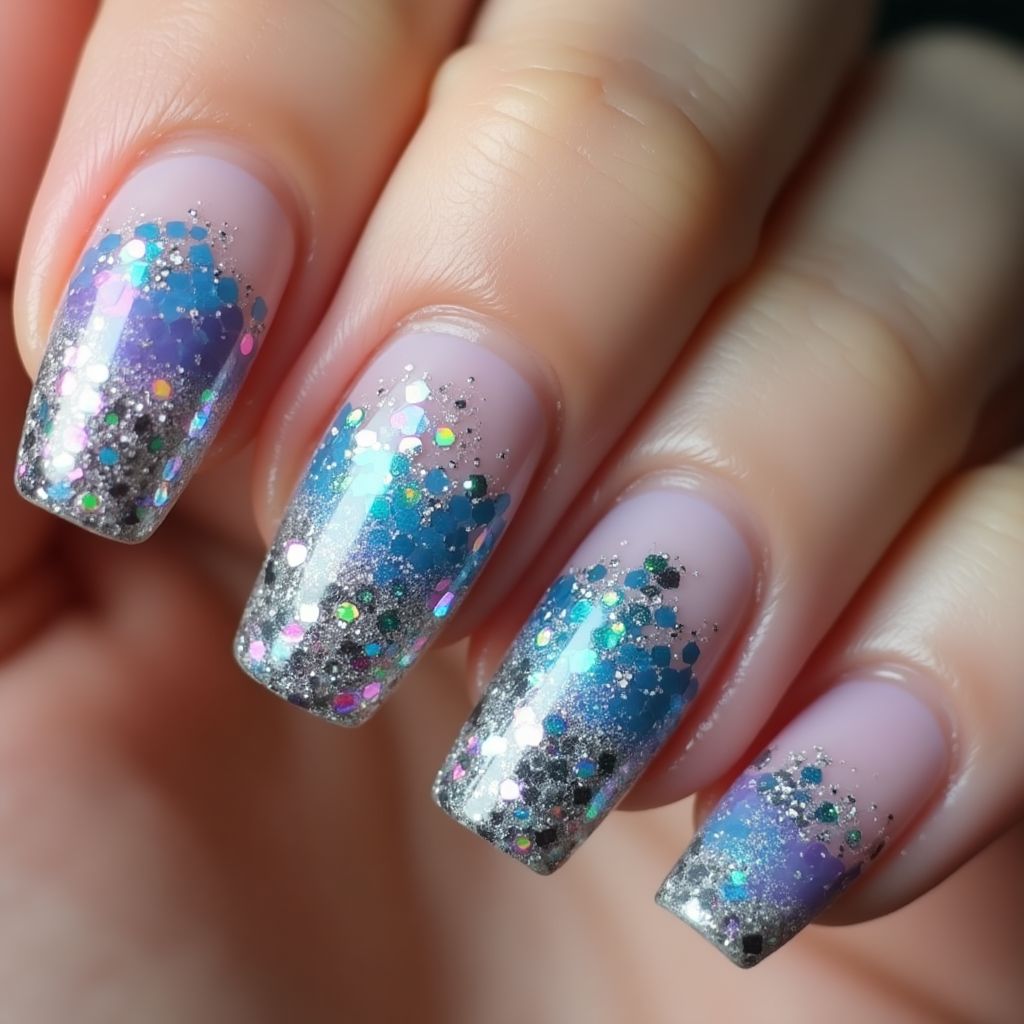 Square Sequins Nail Design