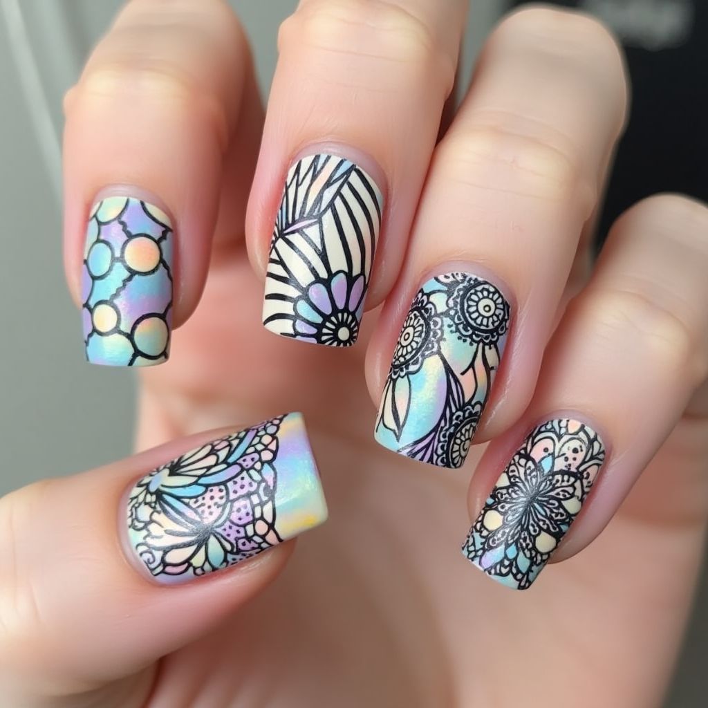 Square Stamping Plates Nail Design