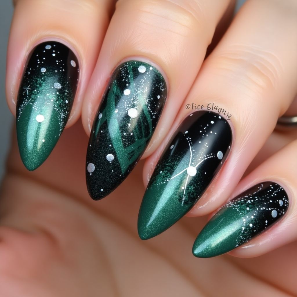 Stiletto Magnetic Polish Nail Design