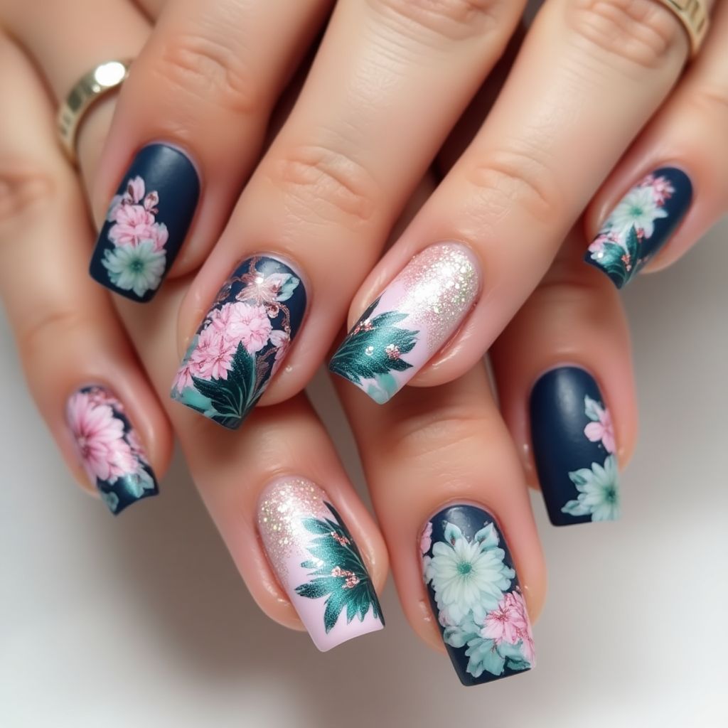 Square Nail Vinyls Nail Design