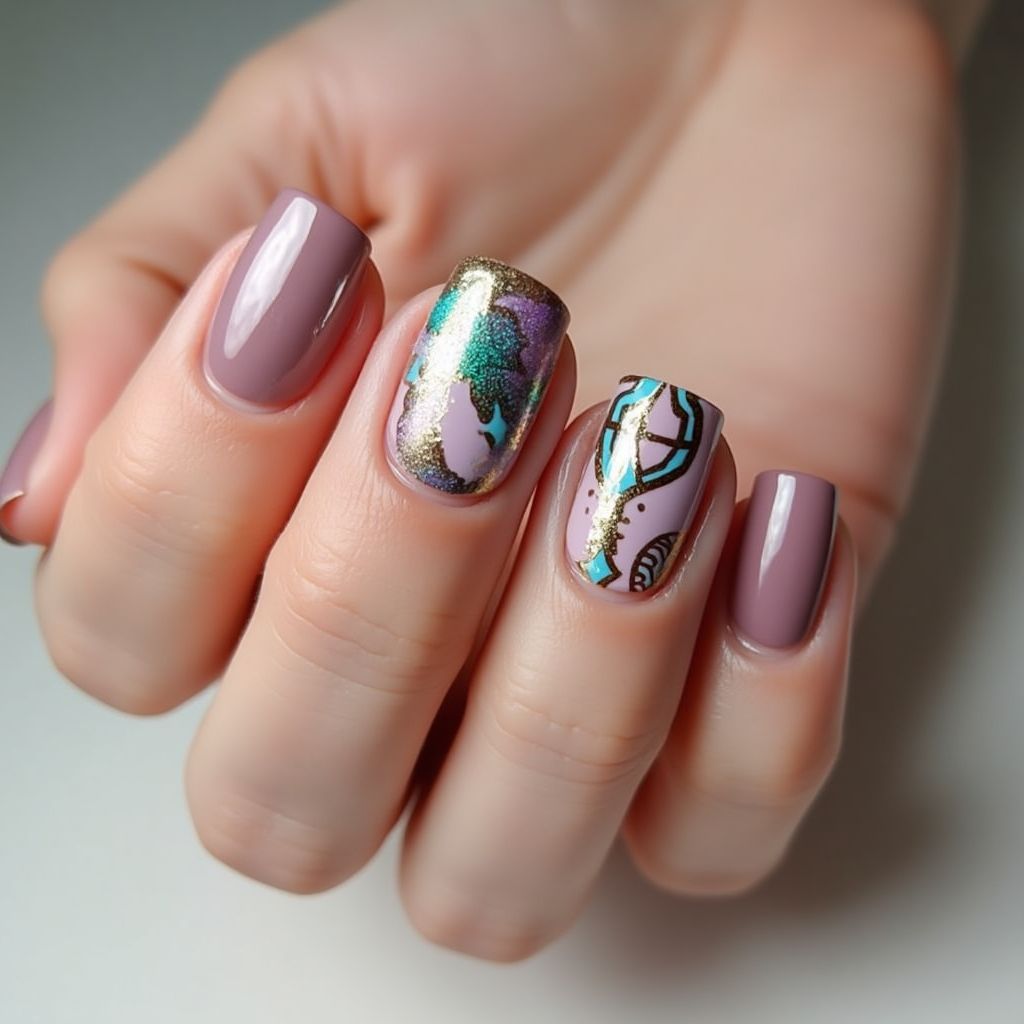 Square Nail vinyls Nail Design