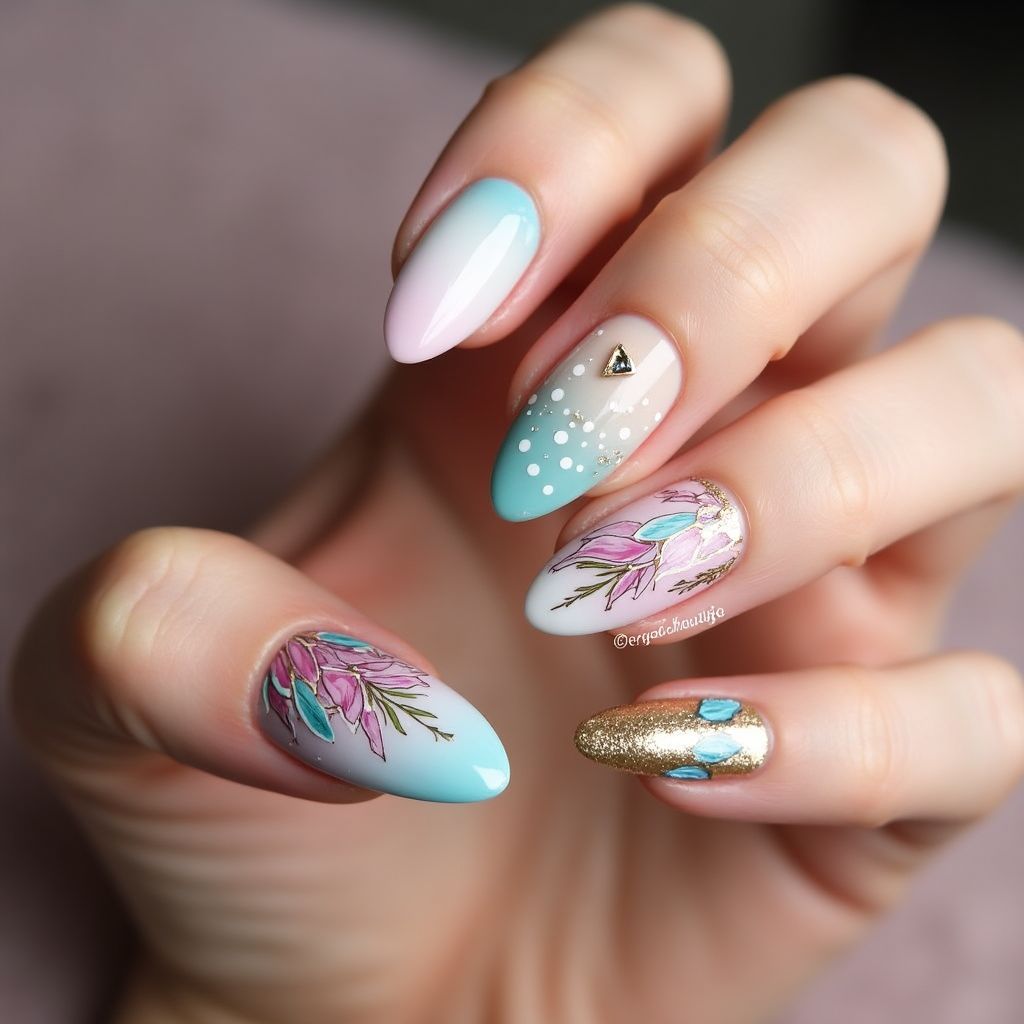 Gel Polish Almond Nail Design