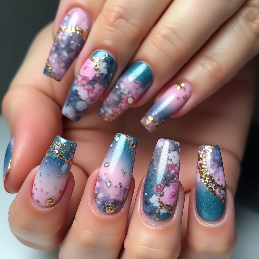 Acrylic Colors Coffin Nail Design