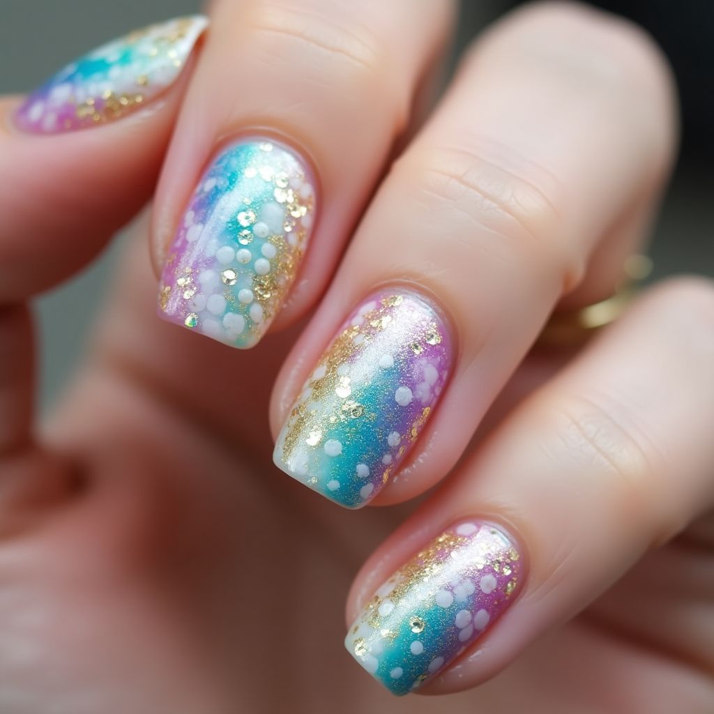 Round Acrylic Powder Nail Design