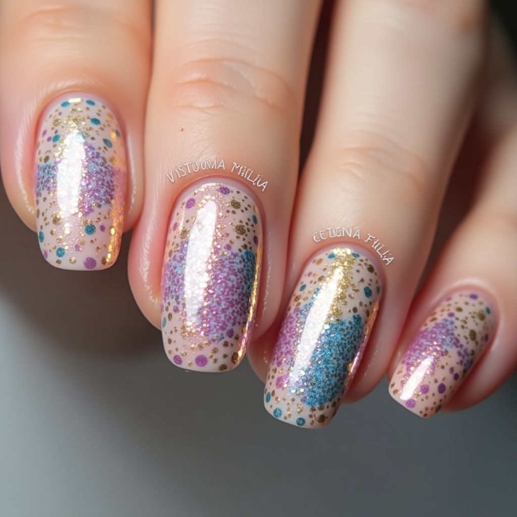 Round Color Changing Polish Nail Design