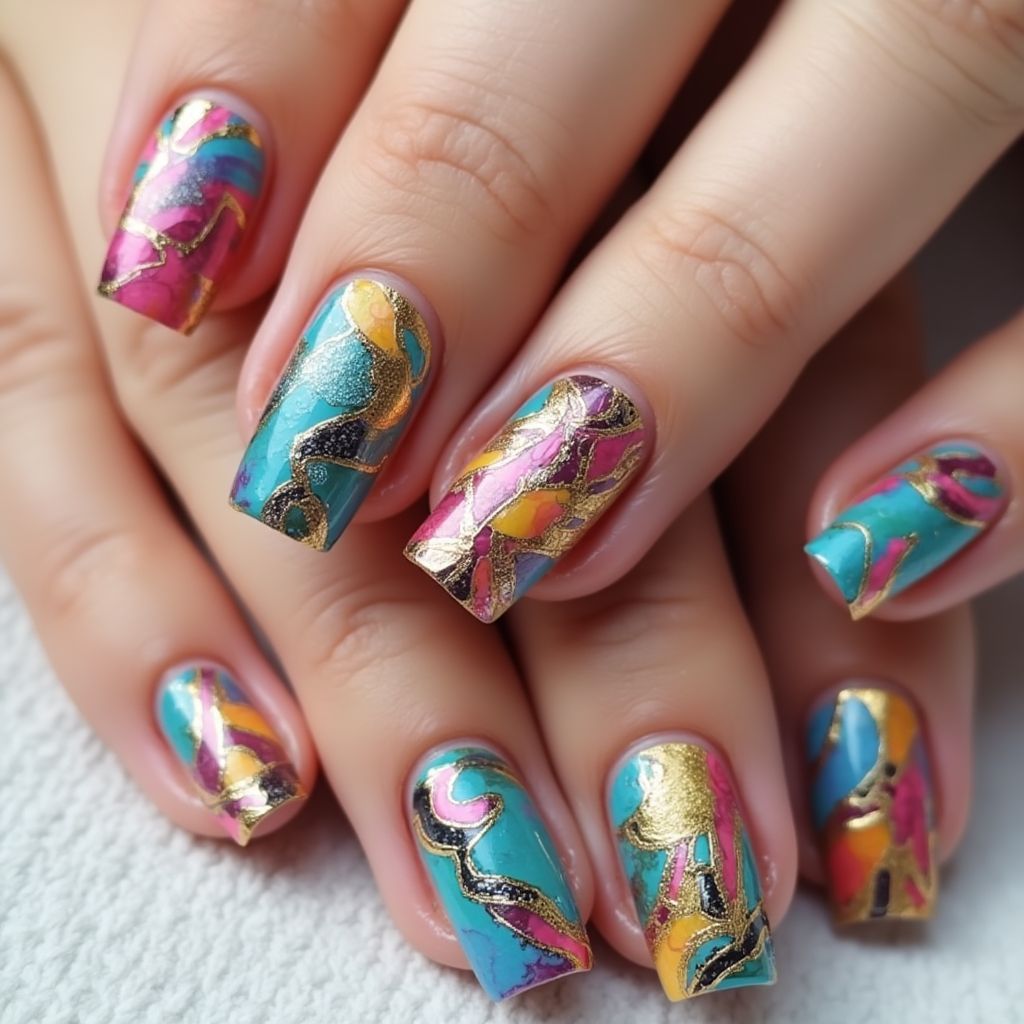 Wax Pencils Square Nail Design