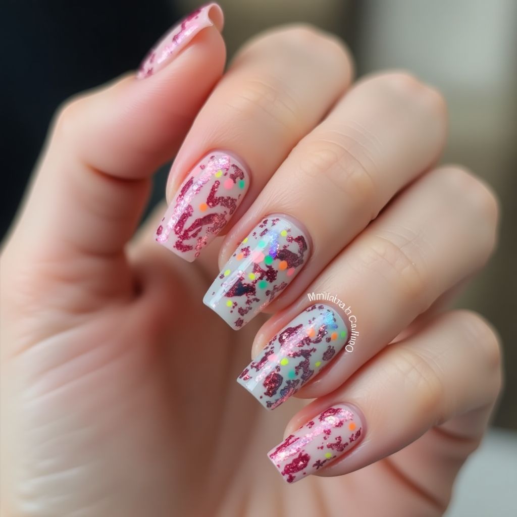 Square Nail Glue Nail Design