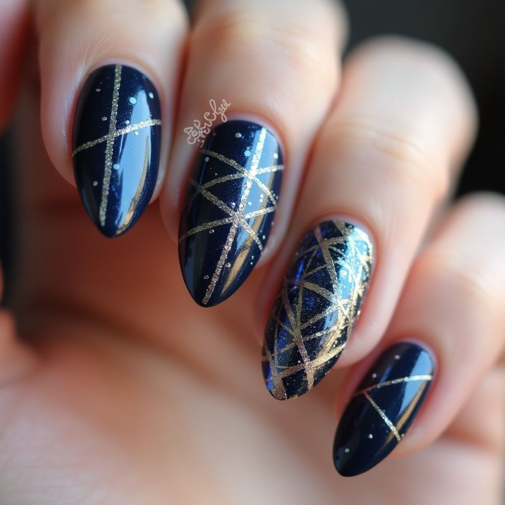 Magnetic Polish Almond Nail Design
