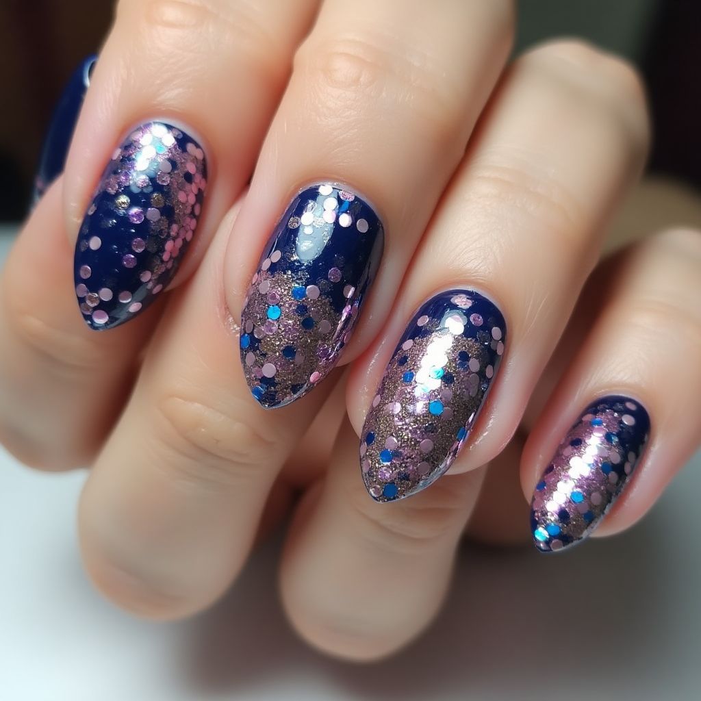 Sequins Stiletto Nail Design