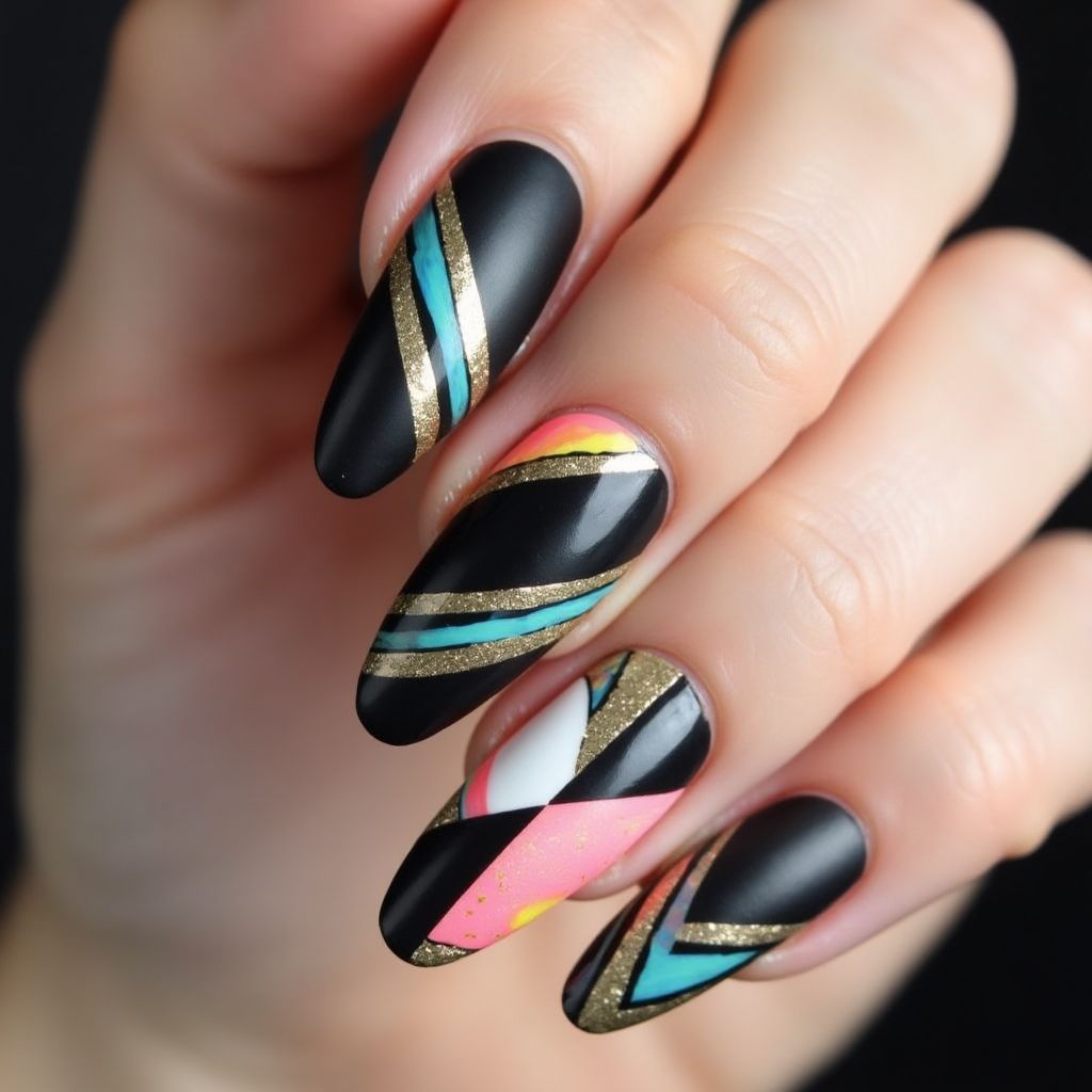 Stiletto Striping Tape Nail Design