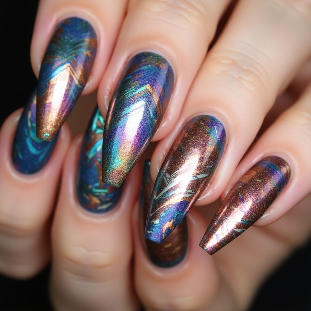 Stiletto Nail Foil Nail Design