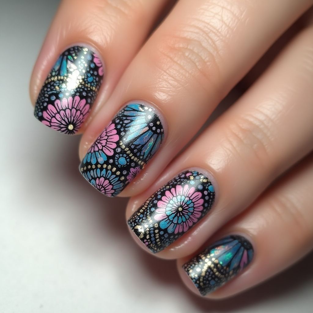 Round Specialty Powders Nail Design