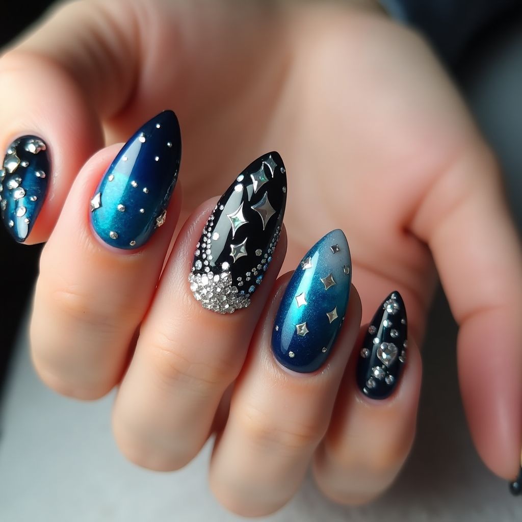 Rhinestones Coffin Nail Design