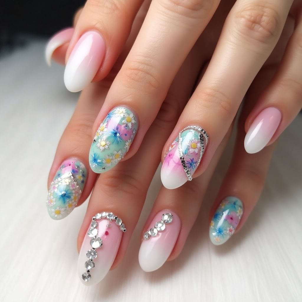 Acrylic Powder Almond Nail Design