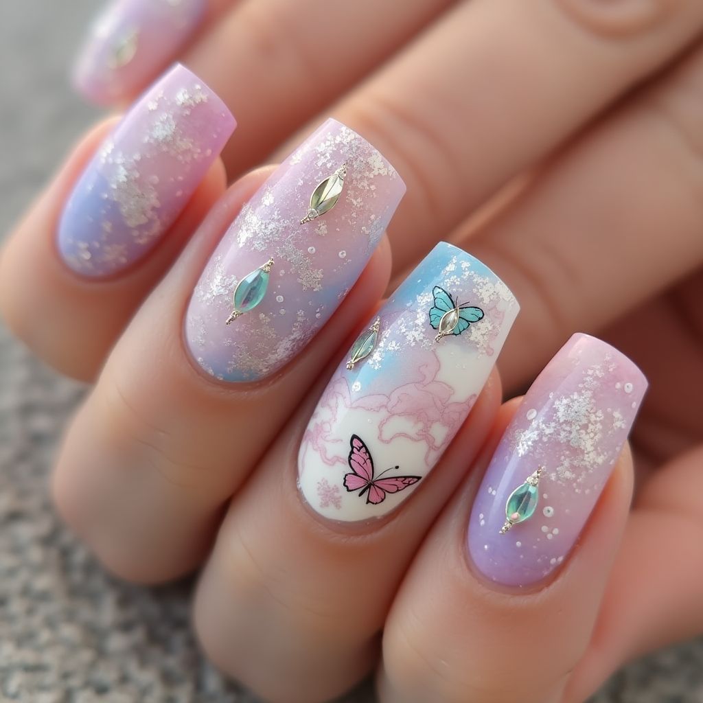 Poly Gel Coffin Nail Design