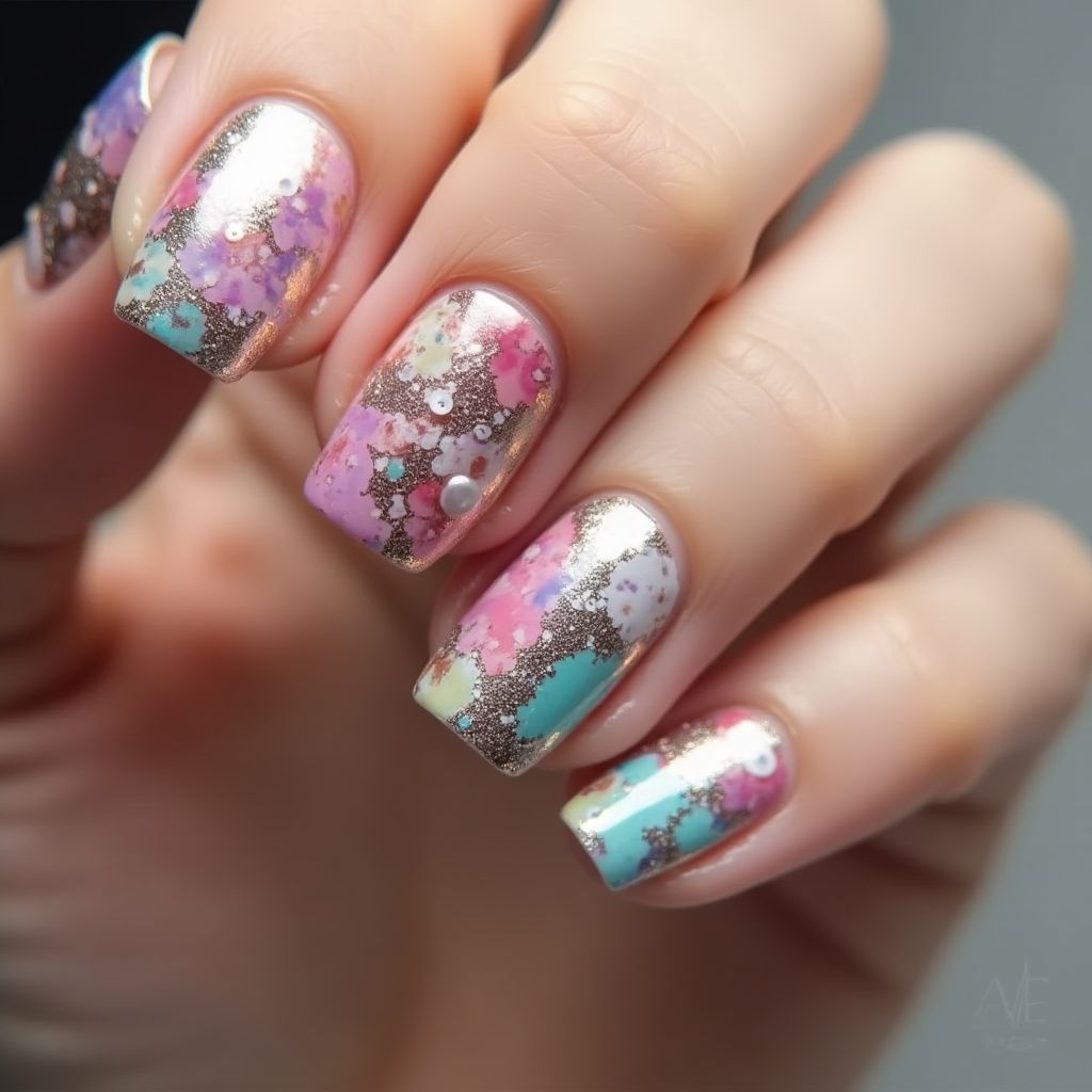 Square Base coat Nail Design