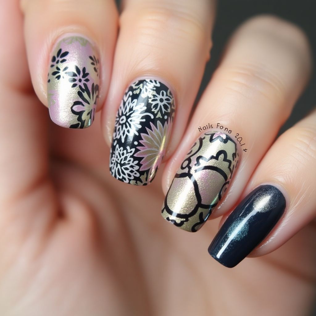 Round Nail Vinyls Nail Design