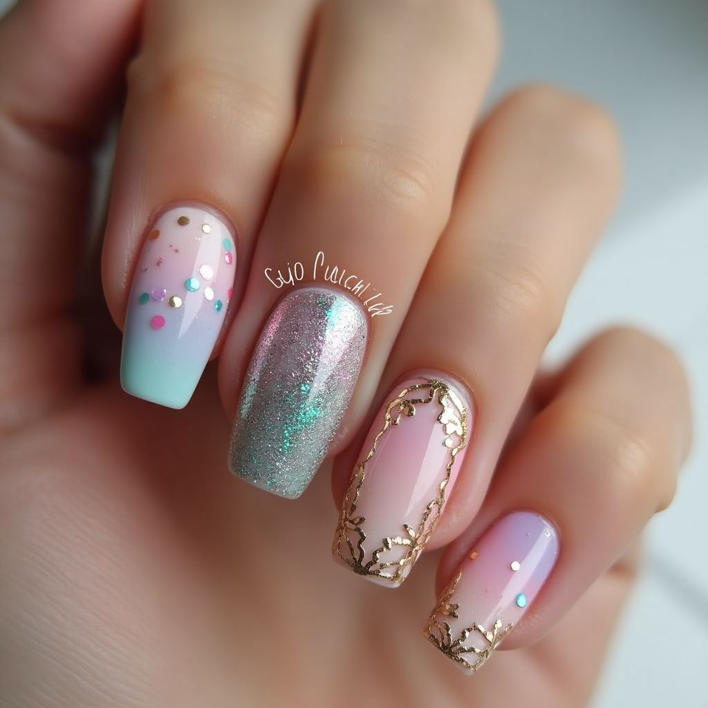 Square Gel Polish Nail Design
