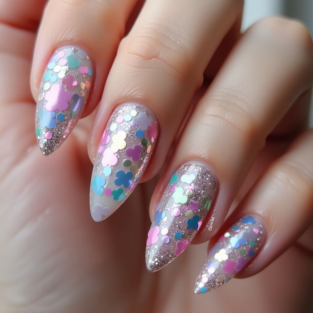 Stiletto Sequins Nail Design