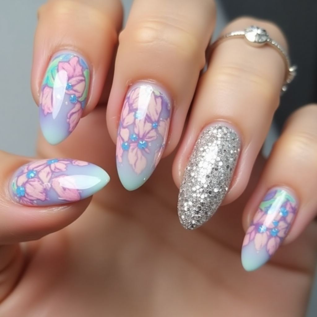 Poly Gel Almond Nail Design