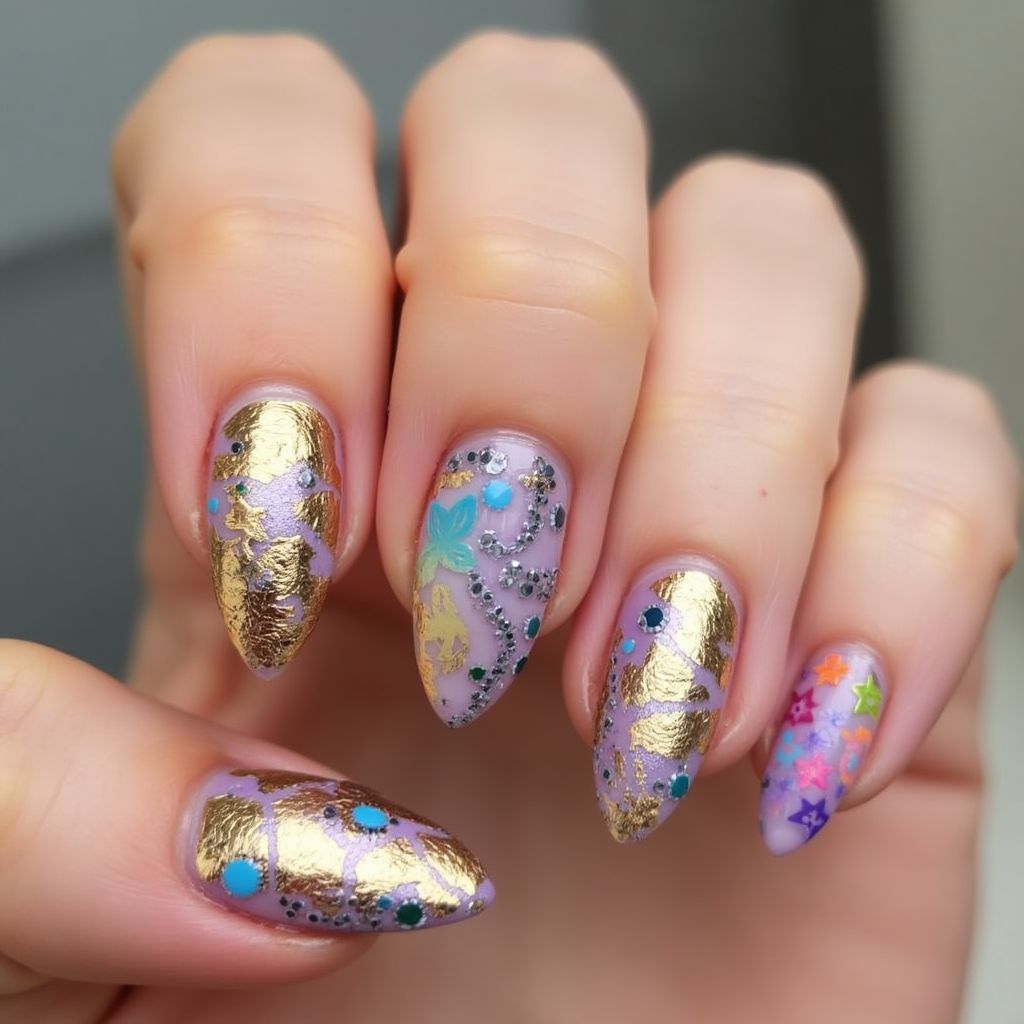Toothpicks Almond Nail Design