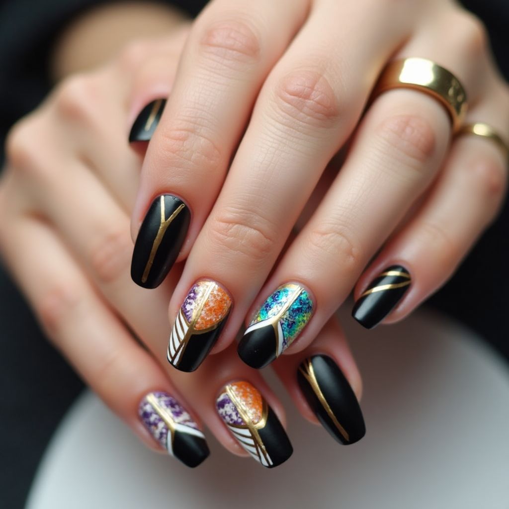 Coffin Striping Tape Nail Design