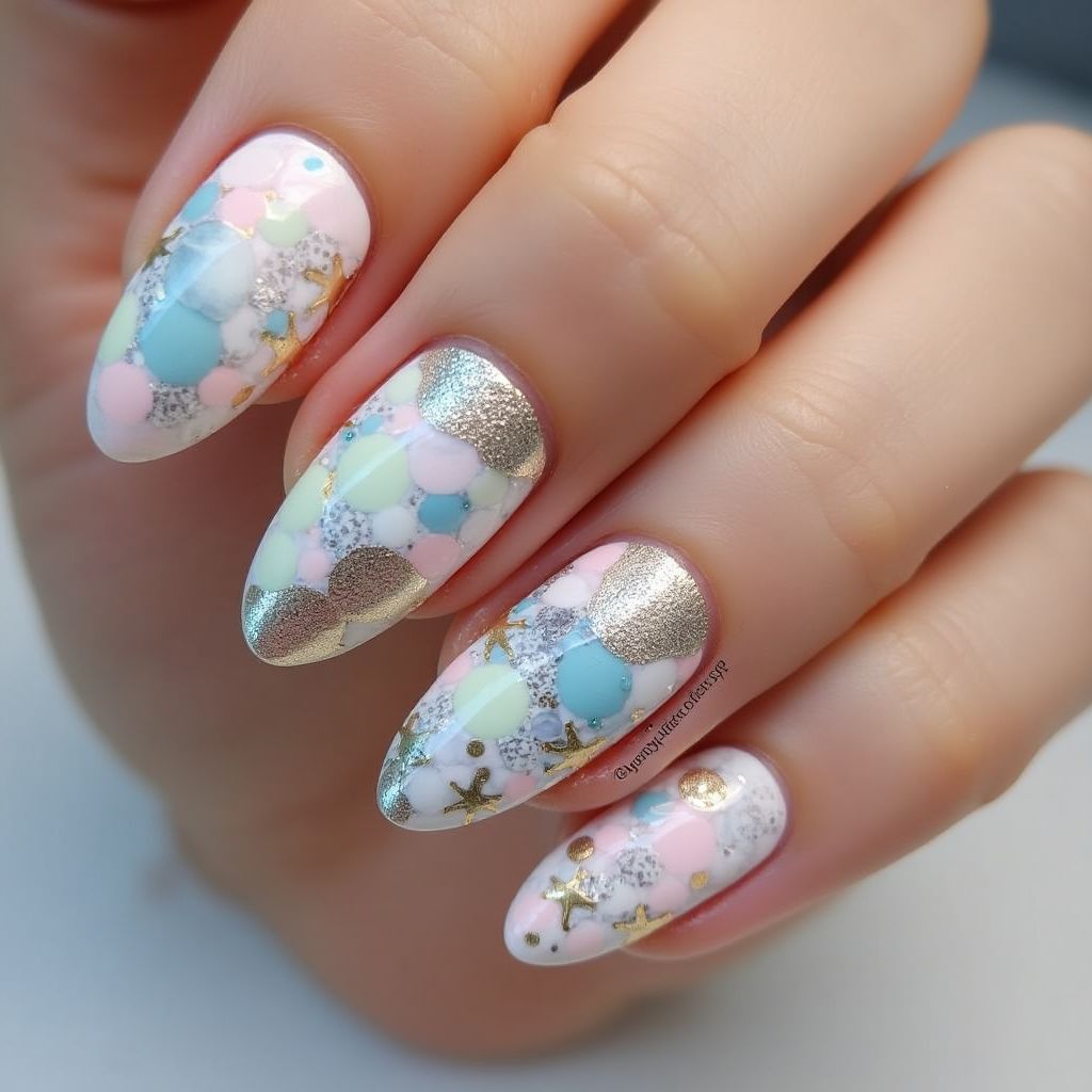 Base Coat Almond Nail Design
